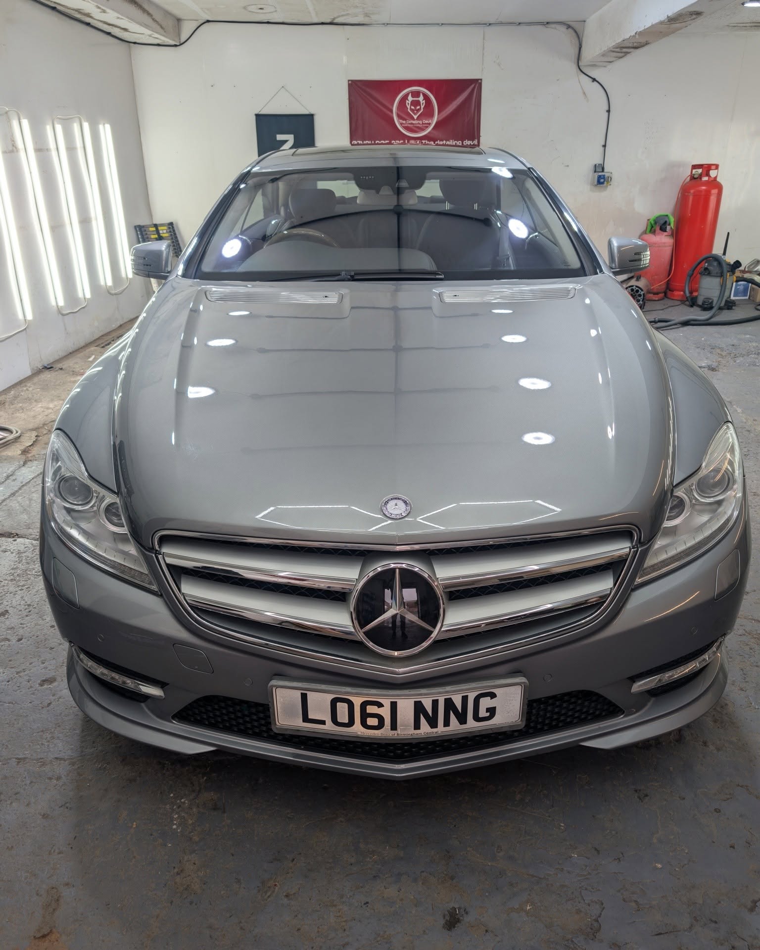 Grey Mercedes CLS with a ceramic gloss finish