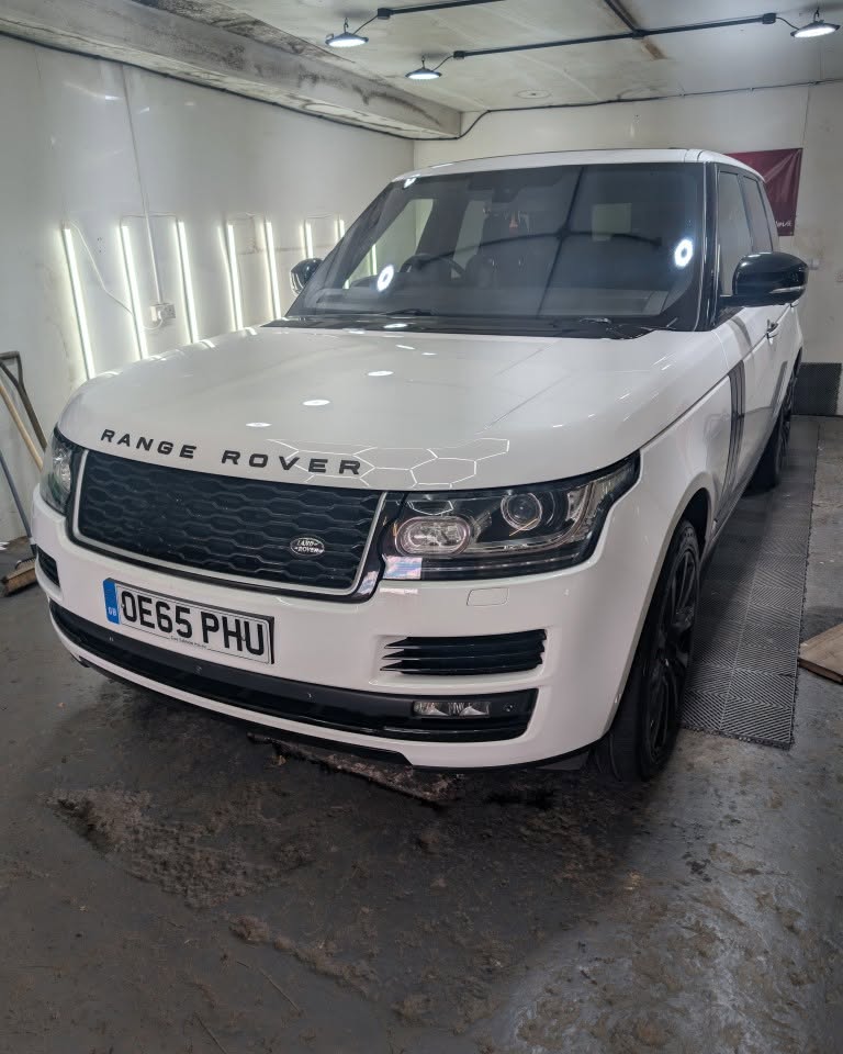 White Range Rover in the studio