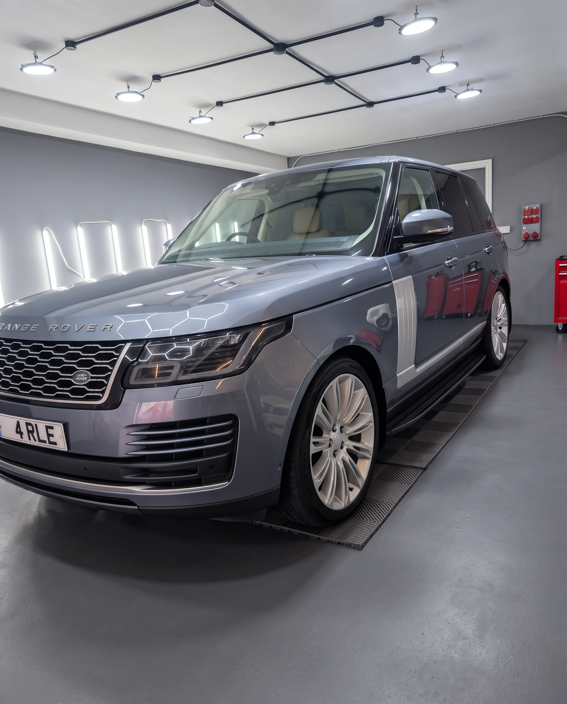 Grey Range Rover in the studio